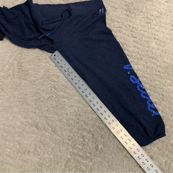 Victoria's Secret Soft Blue Sequins V. Secret Logo Small Drawstring Joggers - Picture 8 of 15